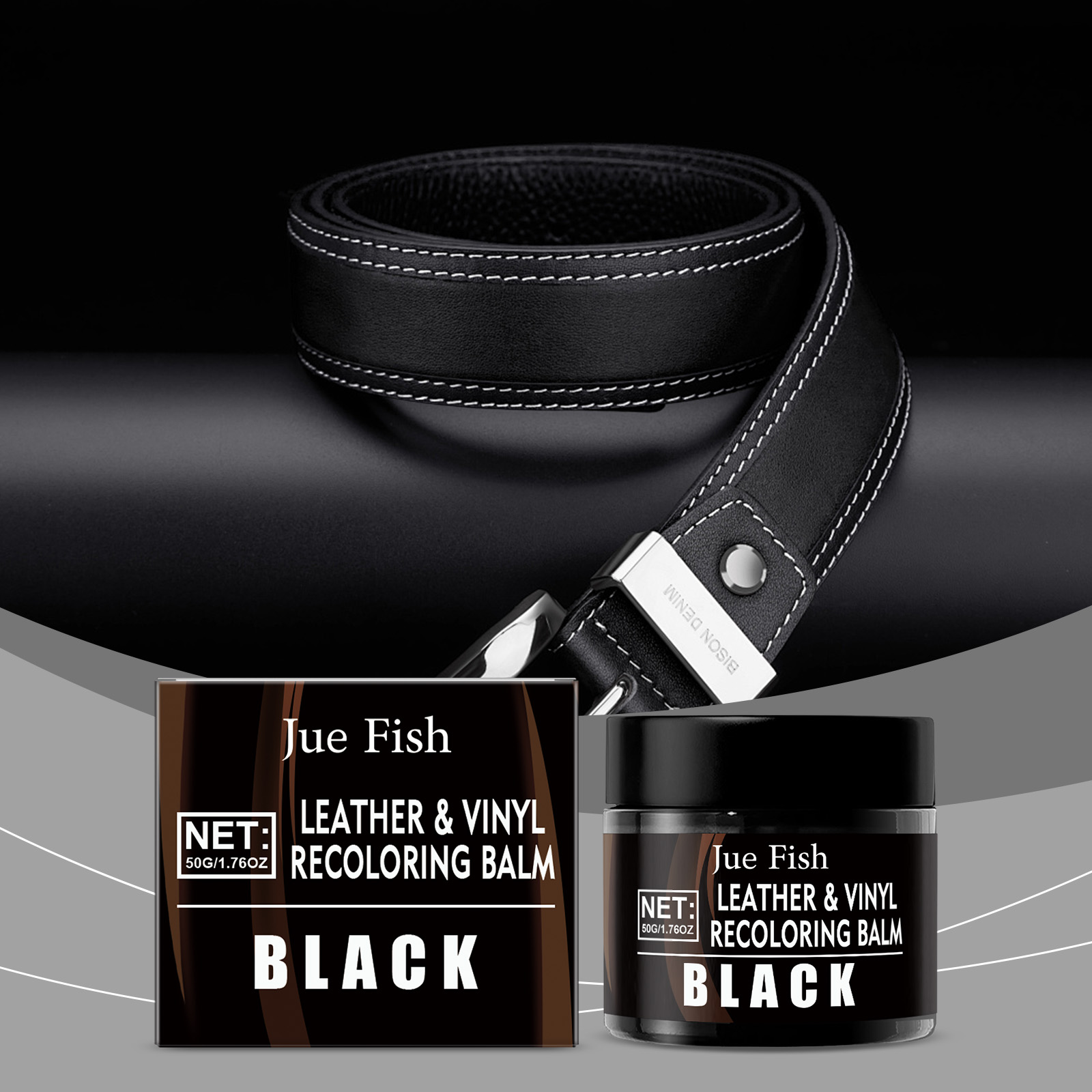 Leather Shoe Polish - ครีมซ่อมแซมรอยขีดข่วนและฟื้นฟูสีหนังสีดำ 50 กรัม สำหรับโซฟา เบาะรถยนต์ เฟอร์นิเจอร์