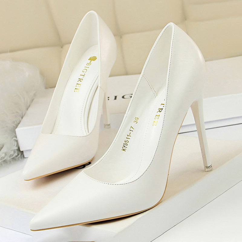 Shoe Tree - รองเท้าส้นสูงผู้หญิง BIGTREE แฟชั่น รองเท้าส้นสูง สีดำ ชมพู