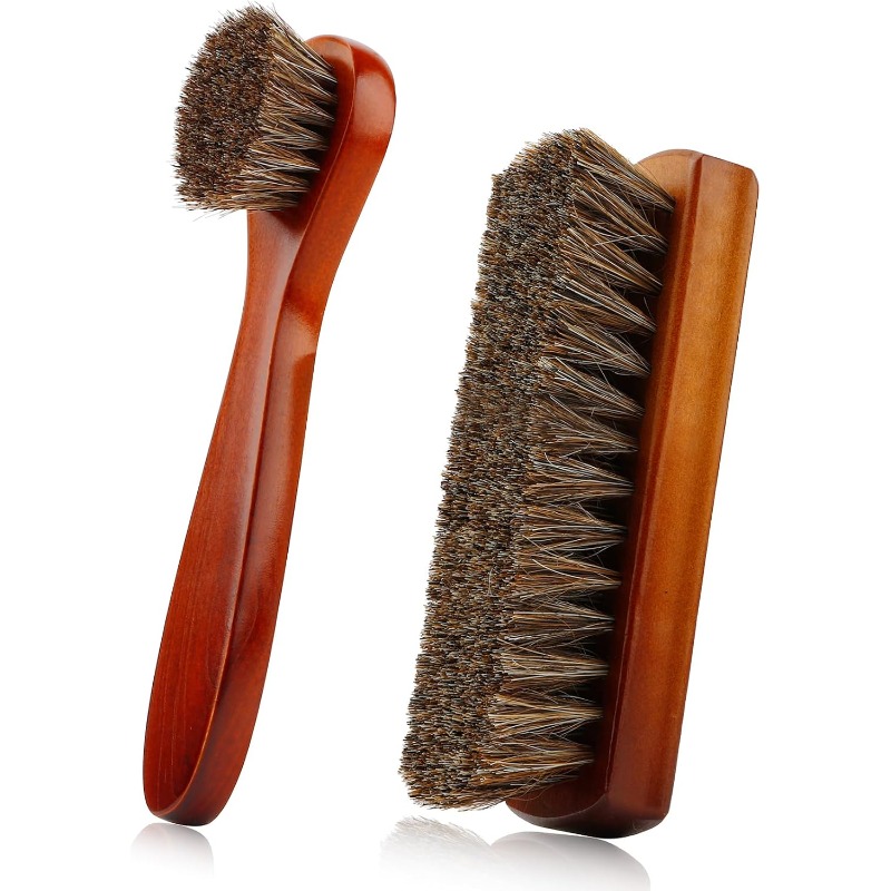 Shoe Cleaning Brush - ใหม่! แปรงขนหางม้าคุณภาพสูง 2 ชิ้น สำหรับทำความสะอาดรองเท้าหนังและรองเท้าบูท แปรงดูแลและทำความสะอาด